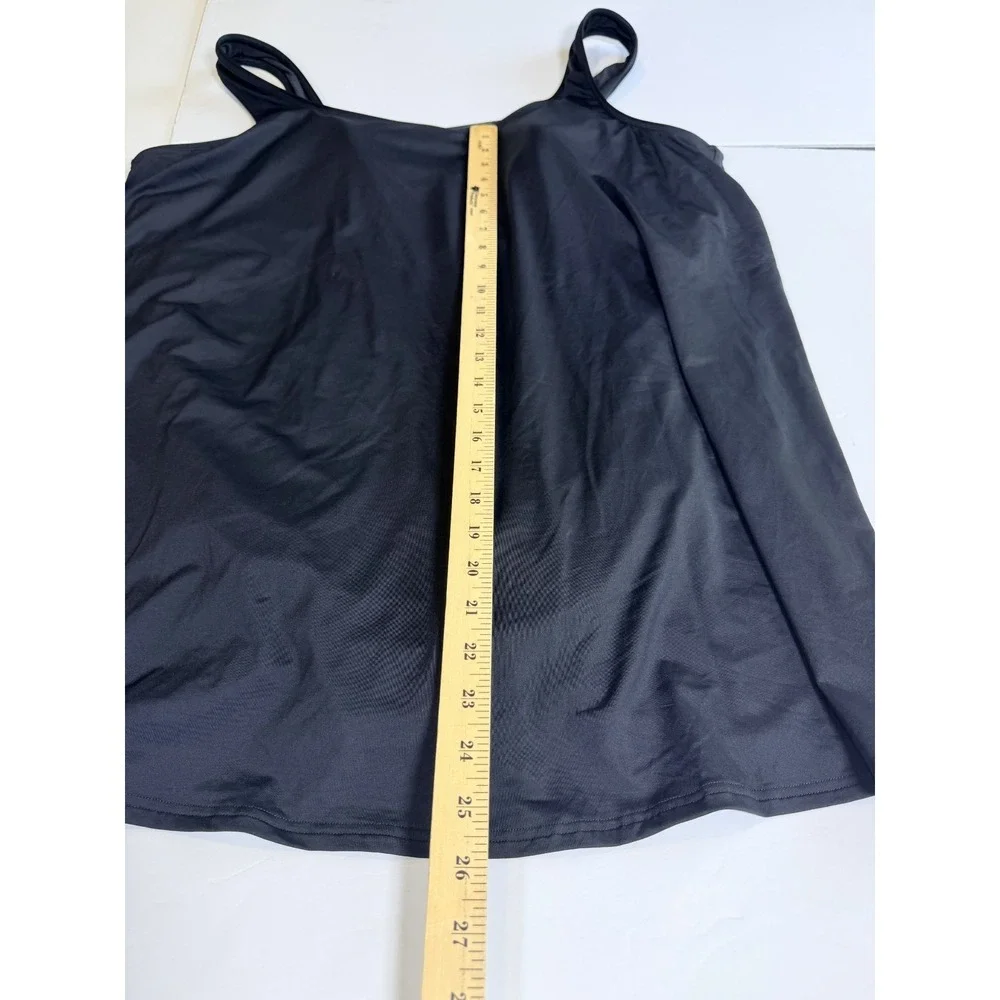 Lands' End One Piece Swimsuit Womens 3X Black Scoop Neck UPF 50+ Sun Protection
